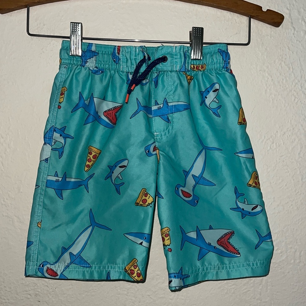 Carter's 6 swimsuit trunks Rashguard Set pizza sharks - Picture 4 of 6